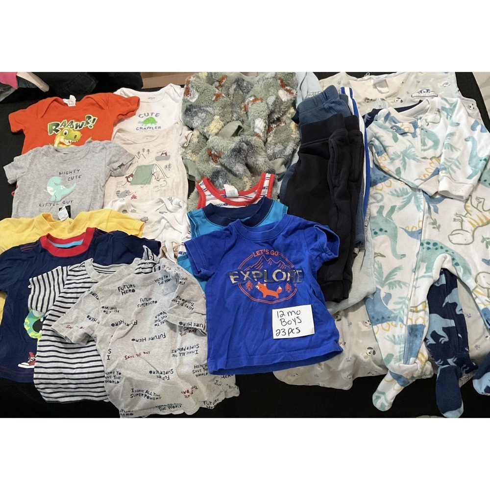 Mixed Brands 23pc Clothes Lot Boys 12 Months Multicolor Pooh & Tigger Tops Pants